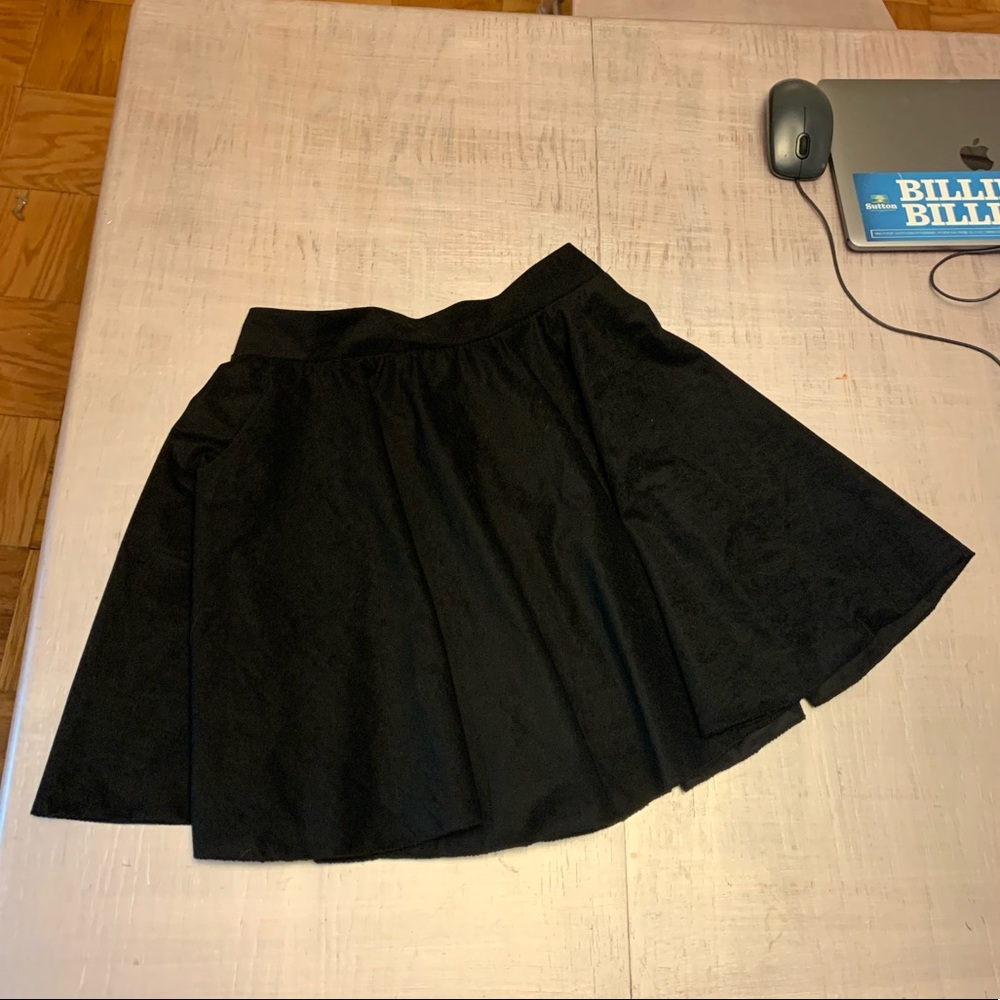 Black velvet skater skirt